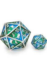 Hymgho Premium Dice D20 Die: 45mm Dragon Silver Blue and Green