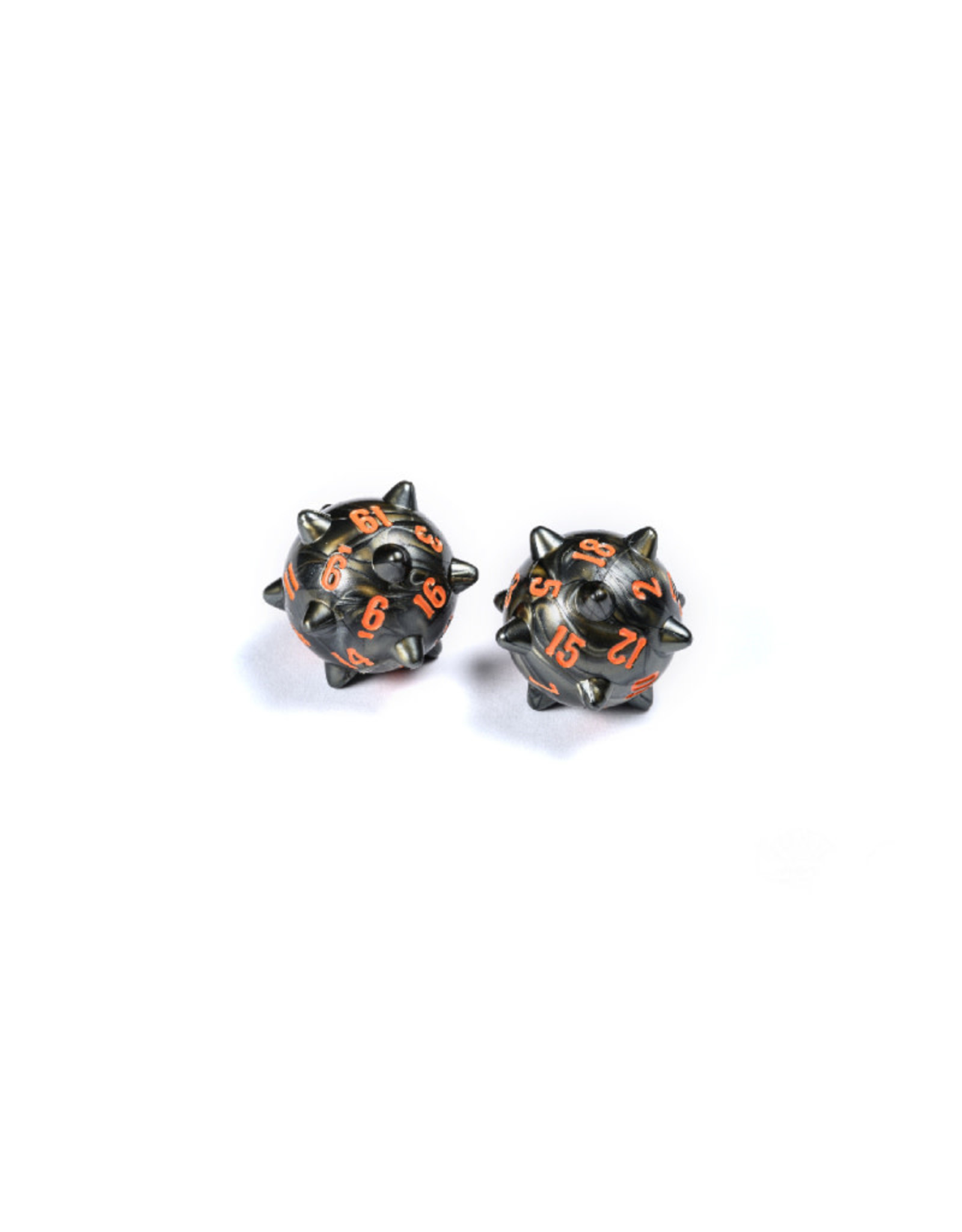 PolyHero Dice: rogue 2D20 spiked balls steel grey