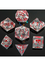 Hymgho Premium Dice Hymgho Polyhedral Dice (7) Clear Ghost Skulls