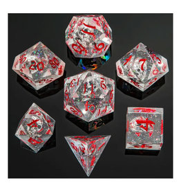 Hymgho Premium Dice Hymgho Polyhedral Dice (7) Clear Ghost Skulls