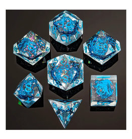 Hymgho Premium Dice Hymgho Polyhedral Dice (7) Clear Blue Dragons