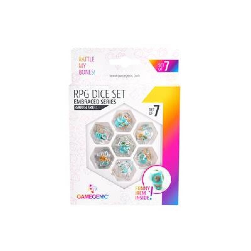 GameGenic RPG Dice (7) Embraced Series Green Skull