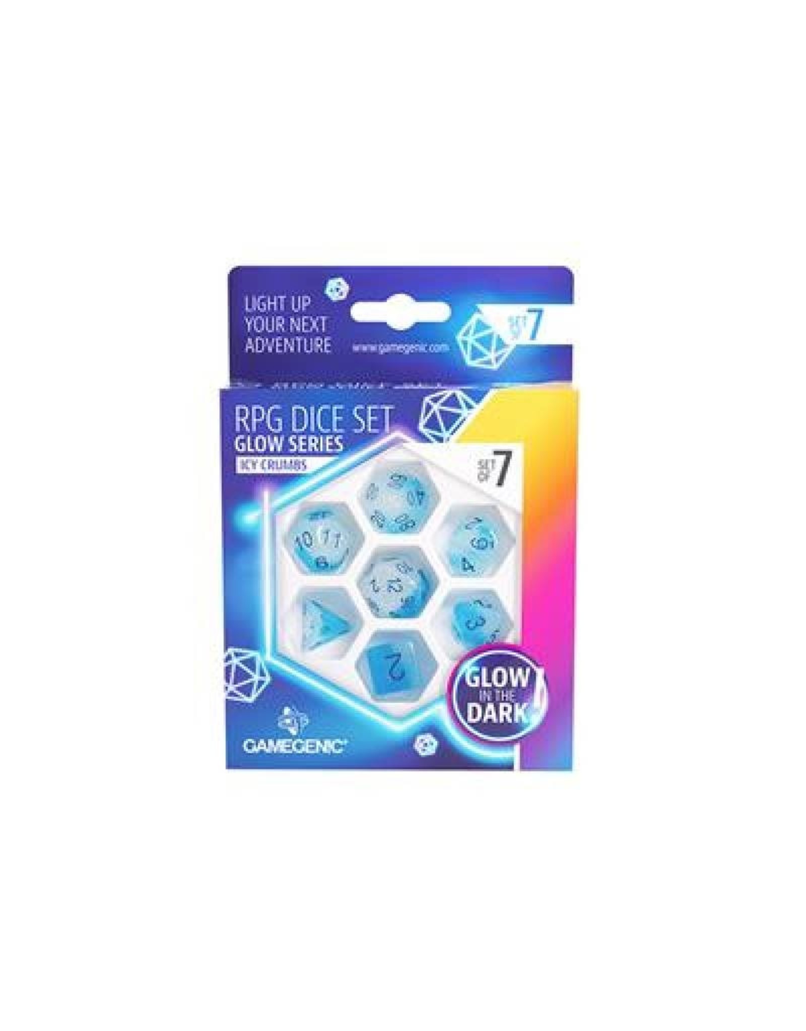 GameGenic RPG Dice (7) Glow Series Icy Crumbs