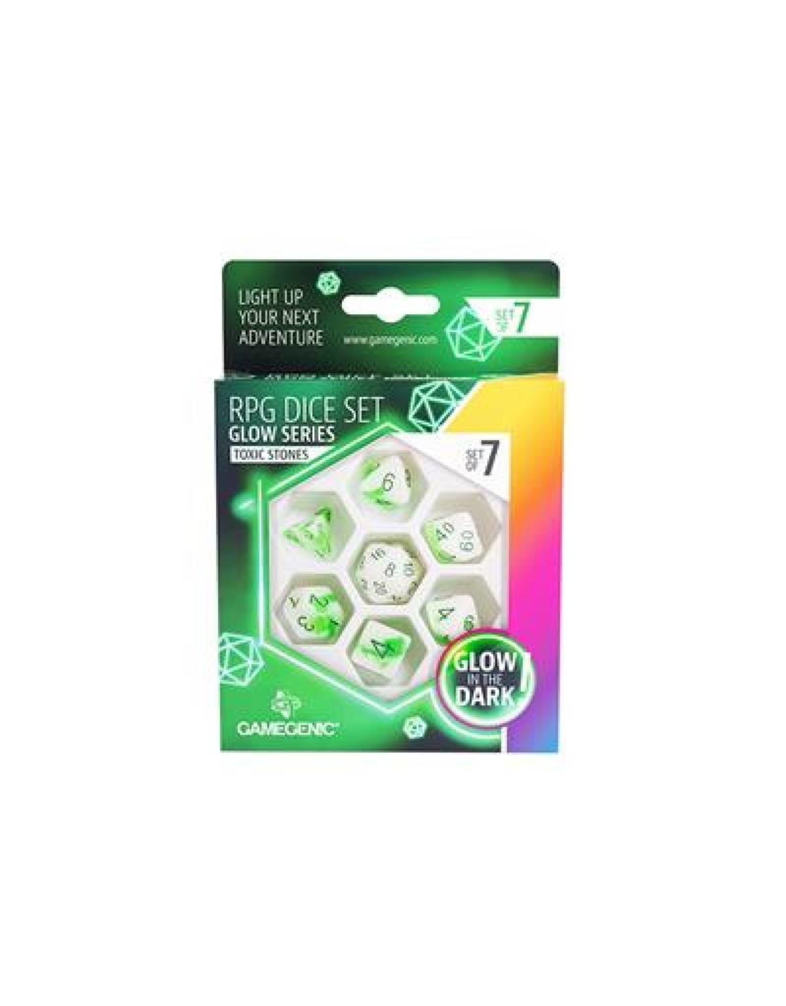 GameGenic RPG Dice (7) Glow Series Toxic Stones