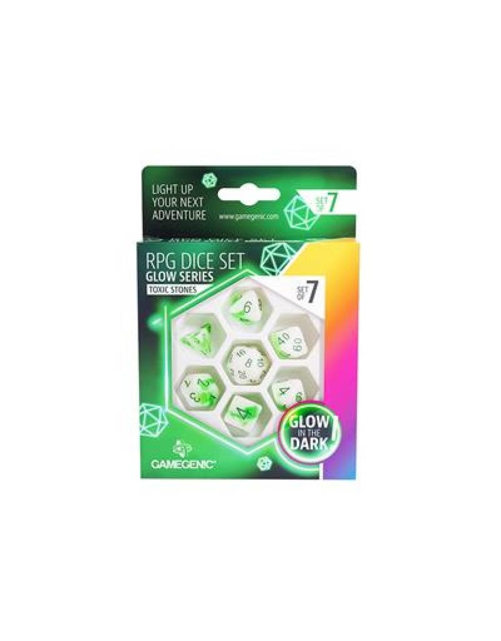GameGenic RPG Dice (7) Glow Series Toxic Stones