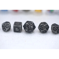 Hymgho Premium Dice Mini Metal Polyhedral Dice Set (7) Ancient Silver