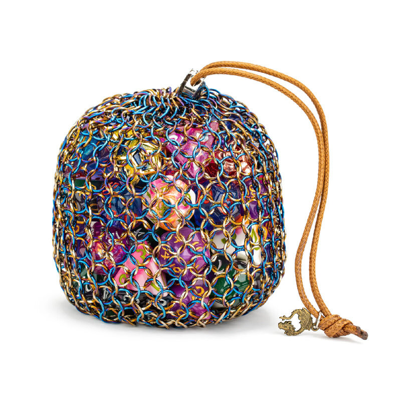 Hymgho Premium Dice Dice Bag: Chainmail Gold