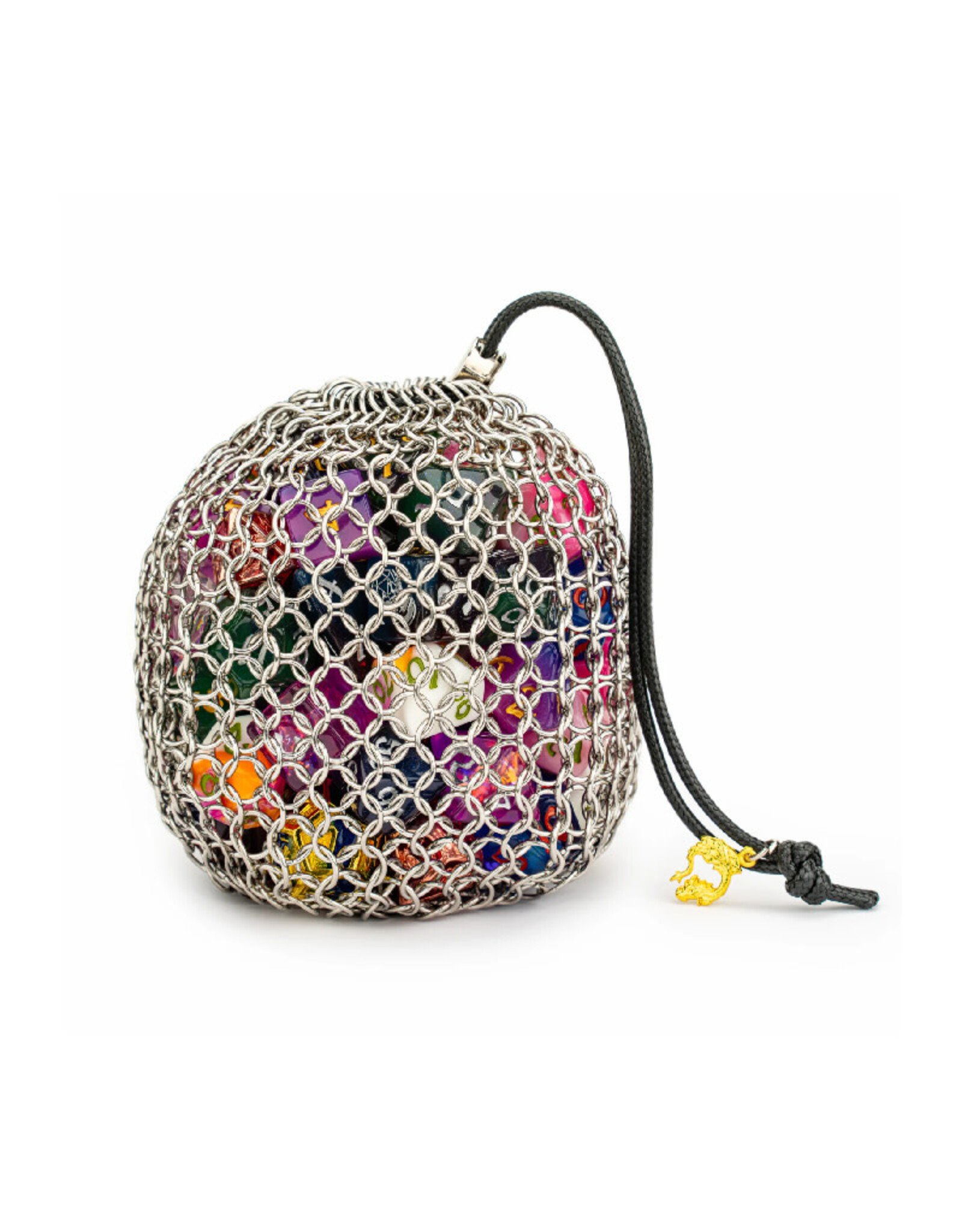 Hymgho Premium Dice Dice Bag: Chainmail Silver