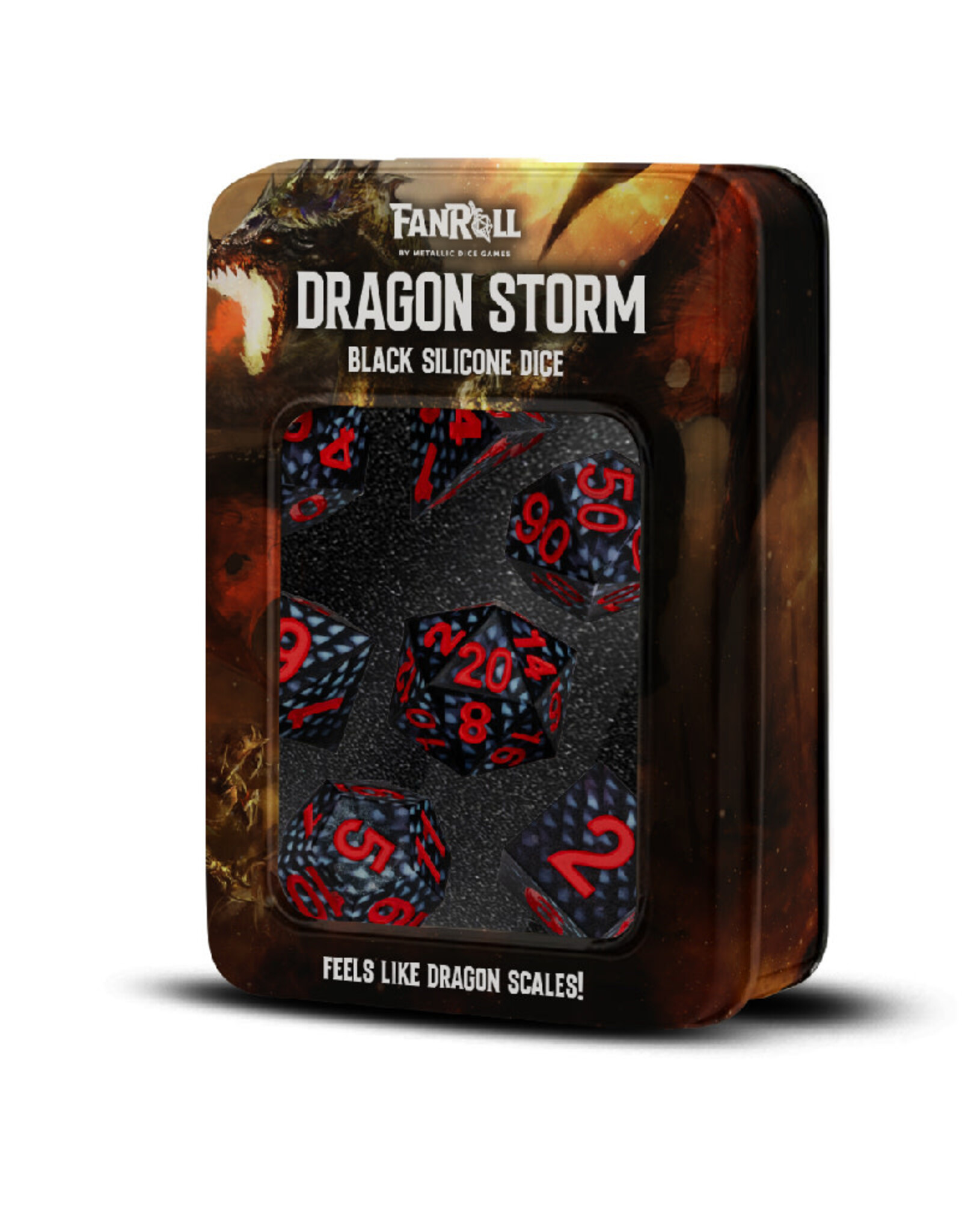 Metallic Dice Games Dragon Storm Silicone Dice Set: Black Dragon Scales (7)