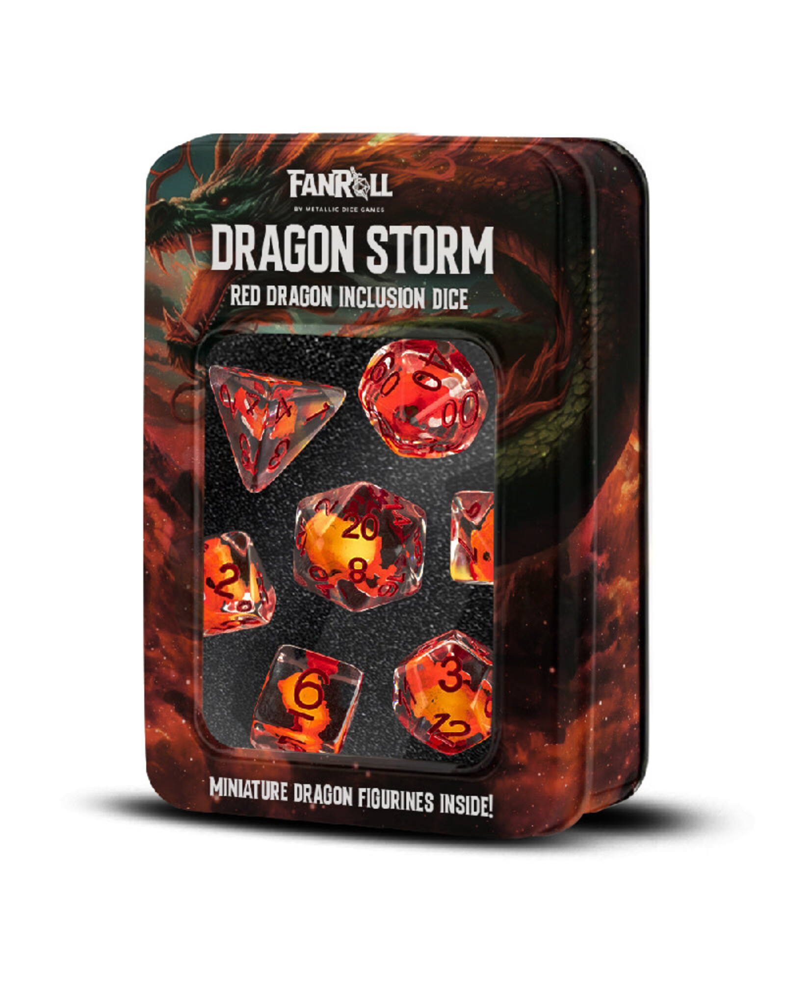 FanRoll Dragon Storm Inclusion Resin Dice Set: Red Dragon (7)