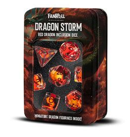 FanRoll Dragon Storm Inclusion Resin Dice Set: Red Dragon (7)