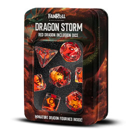 Metallic Dice Games Dragon Storm Inclusion Resin Dice Set: Red Dragon (7)