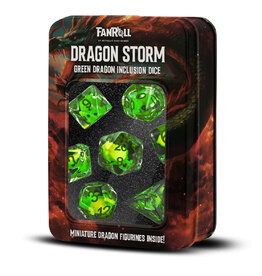 Metallic Dice Games Dragon Storm Inclusion Resin Dice Set: Green Dragon (7)