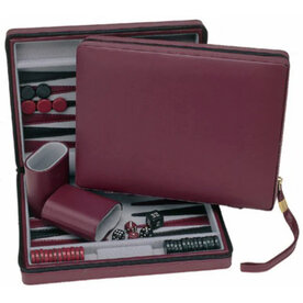 Backgammon: 15 Inch Magnetic Case Burgundy