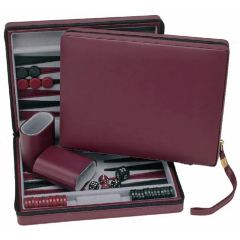 Backgammon: 15 Inch Magnetic Case Burgundy