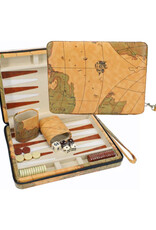 Backgammon: 15 Inch Magnetic Case Tan Map