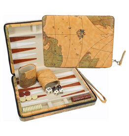 Backgammon: 15 Inch Magnetic Case Tan Map