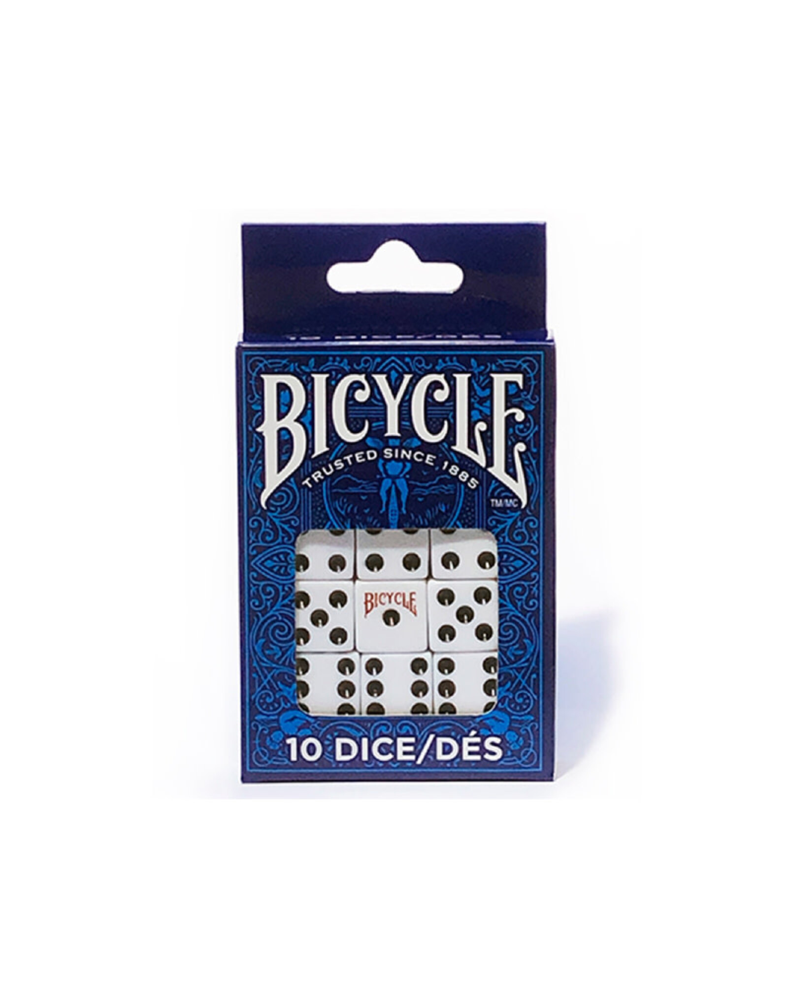 United States Playing Card Co D6 Dice (10) Bicycle White with Black Pips