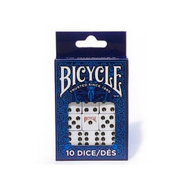 United States Playing Card Co D6 Dice (10) Bicycle White with Black Pips