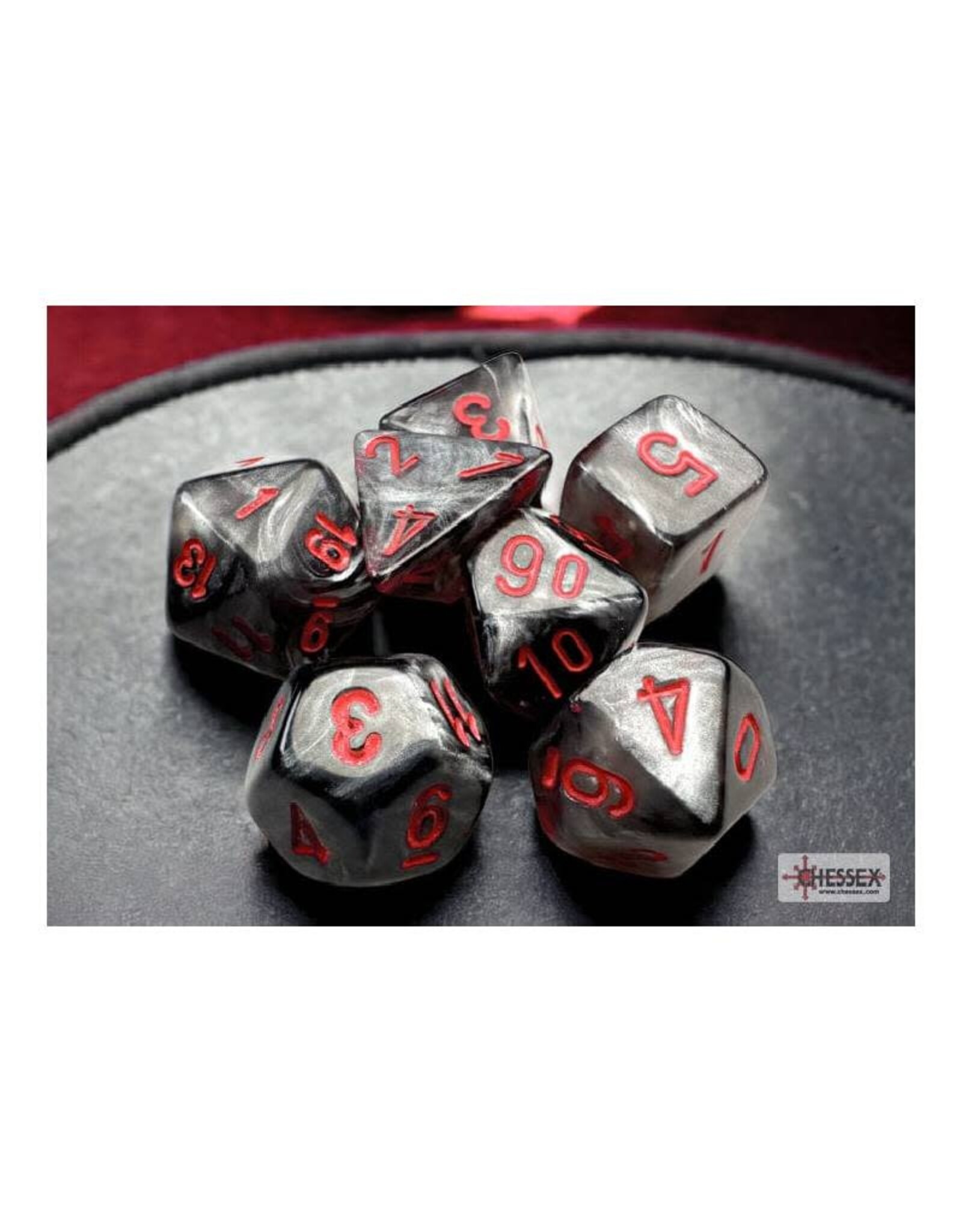 Chessex Mini Polyhedral Dice: Velvet: Black/red Set