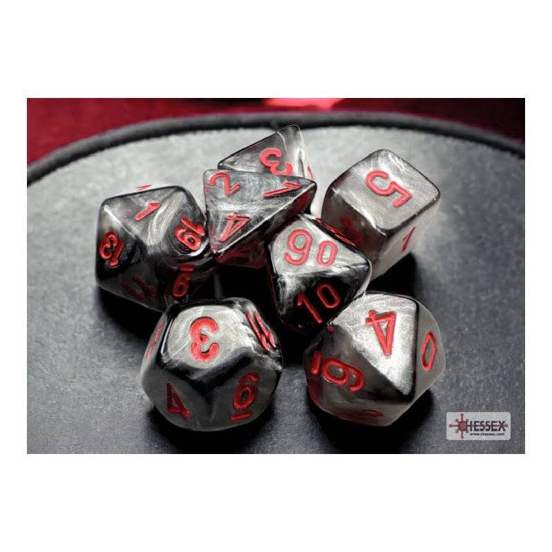 Chessex Mini RPG Dice (7) Black with Red