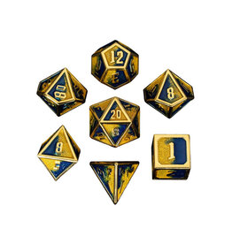 Hymgho Premium Dice Hymgho Metal Polyhedral Dice (7) Draconis Yellow Blue