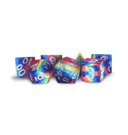 FanRoll Sharp Edge Polyhedral Dice (7) Silicone Rubber Rainbow