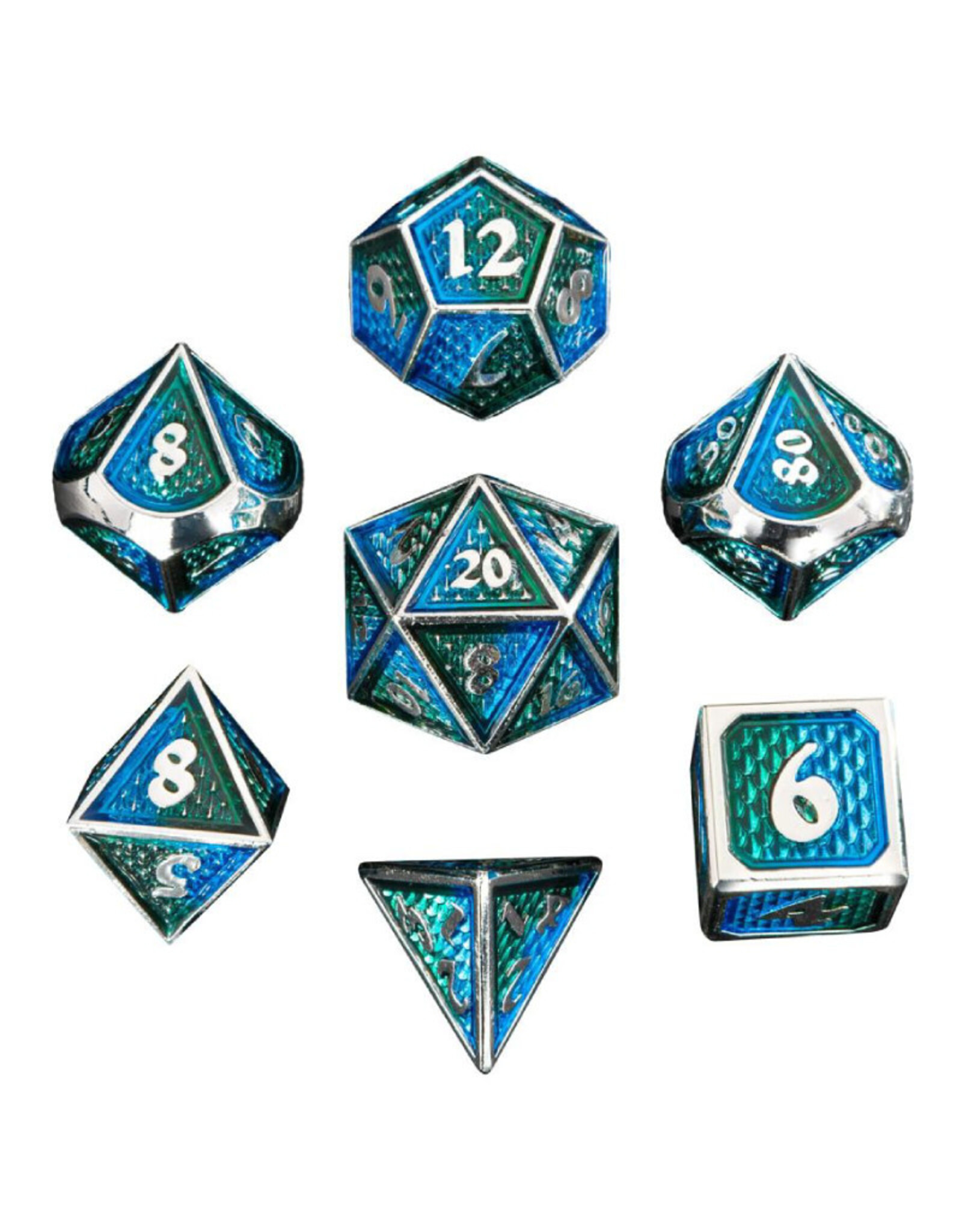 Hymgho Premium Dice Hymgho Metal Polyhedral Dice (7) Behemoth Green Blue
