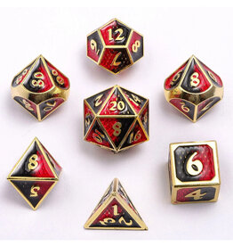 Hymgho Premium Dice Hymgho Metal Polyhedral Dice (7) Red Black w Gold