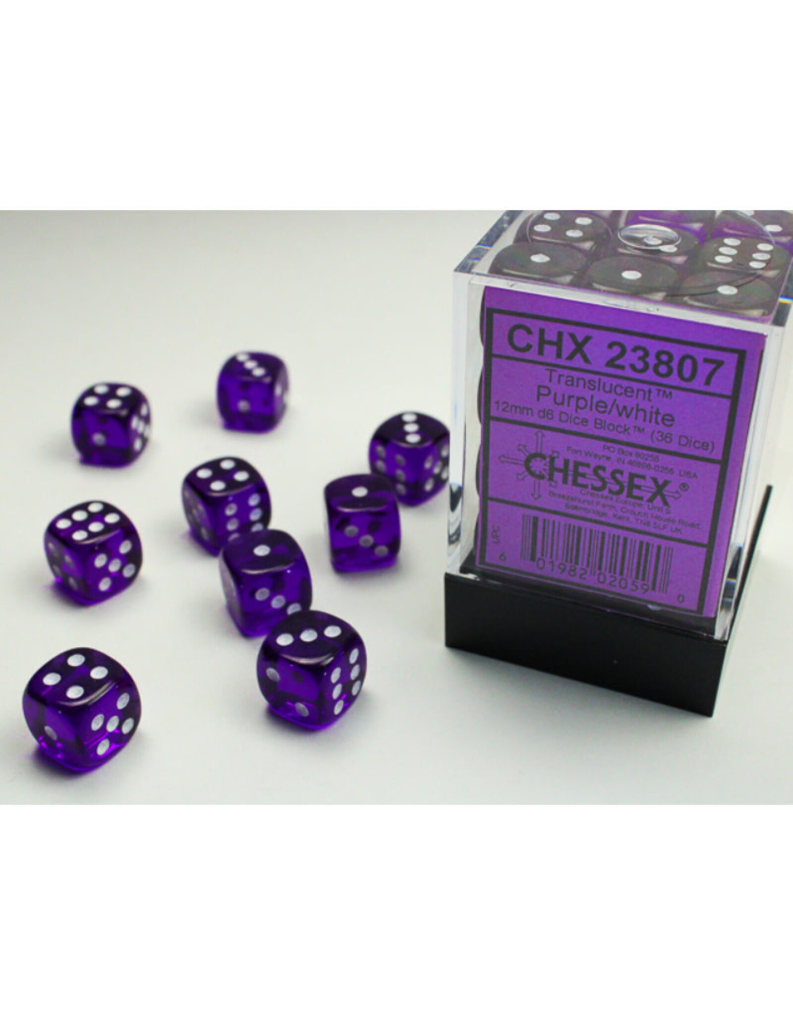 Chessex D6 Dice: 12mm Translucent Purple (36)