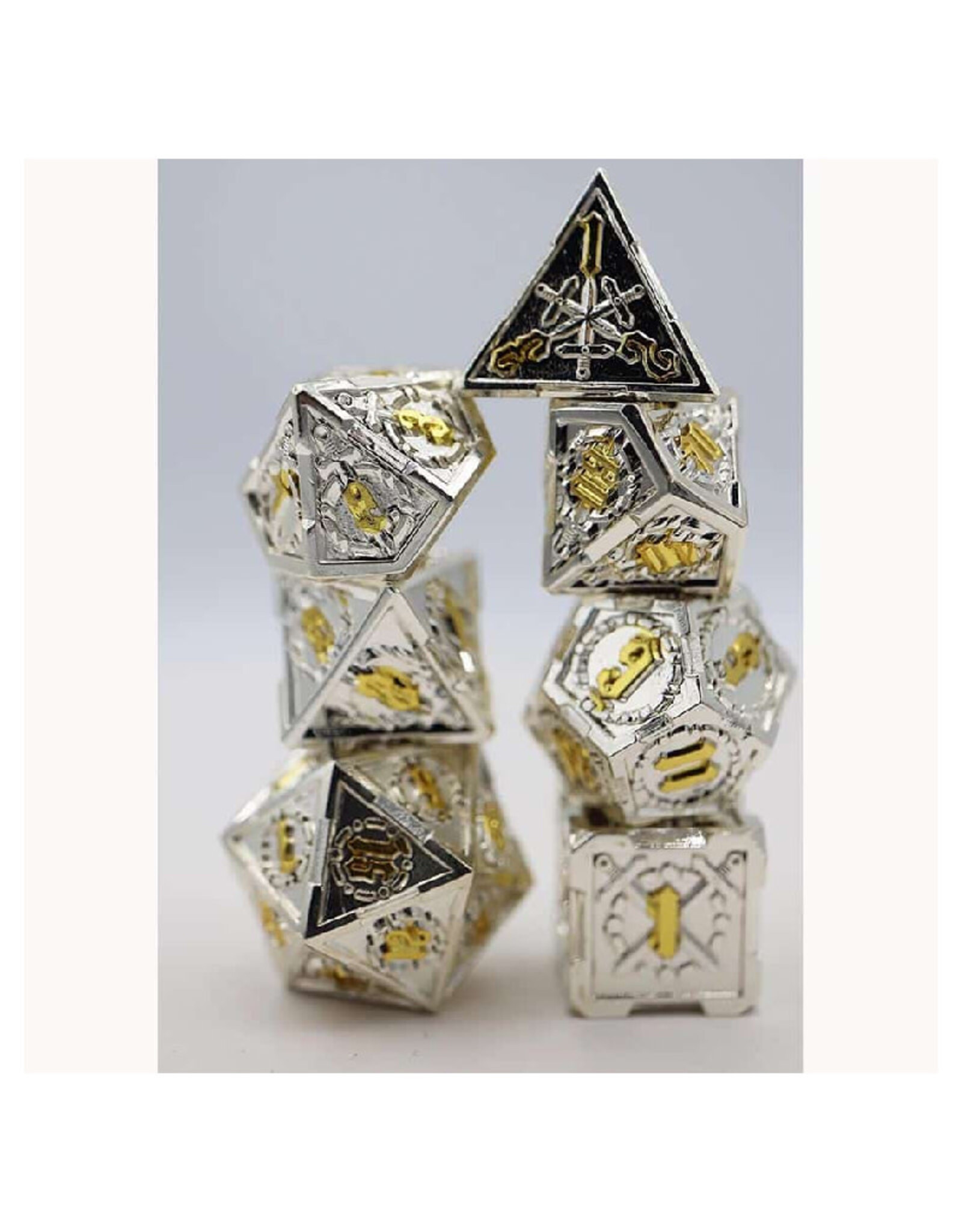 Misc FOAM BRAIN GAMES: CROSSED SWORDS: METAL RPG DICE SET: HOLY SWORD