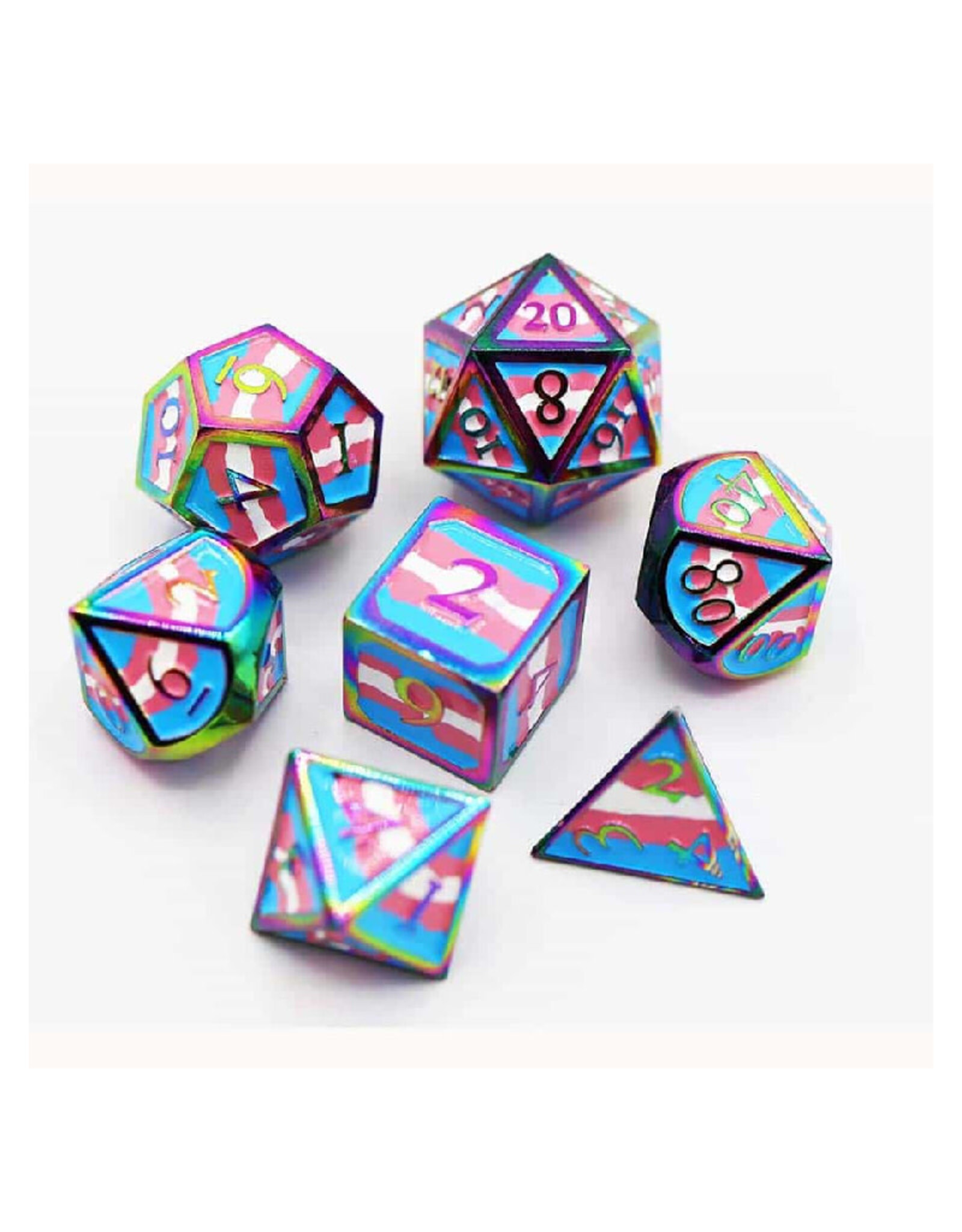 Misc Faom Brain Games Polyhedral Dice with Tin (7) Transgender Pride Flag