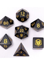 Hymgho Premium Dice Hymgho Blue Hex Case Polyheldral Dice (7) Tiger's Eye