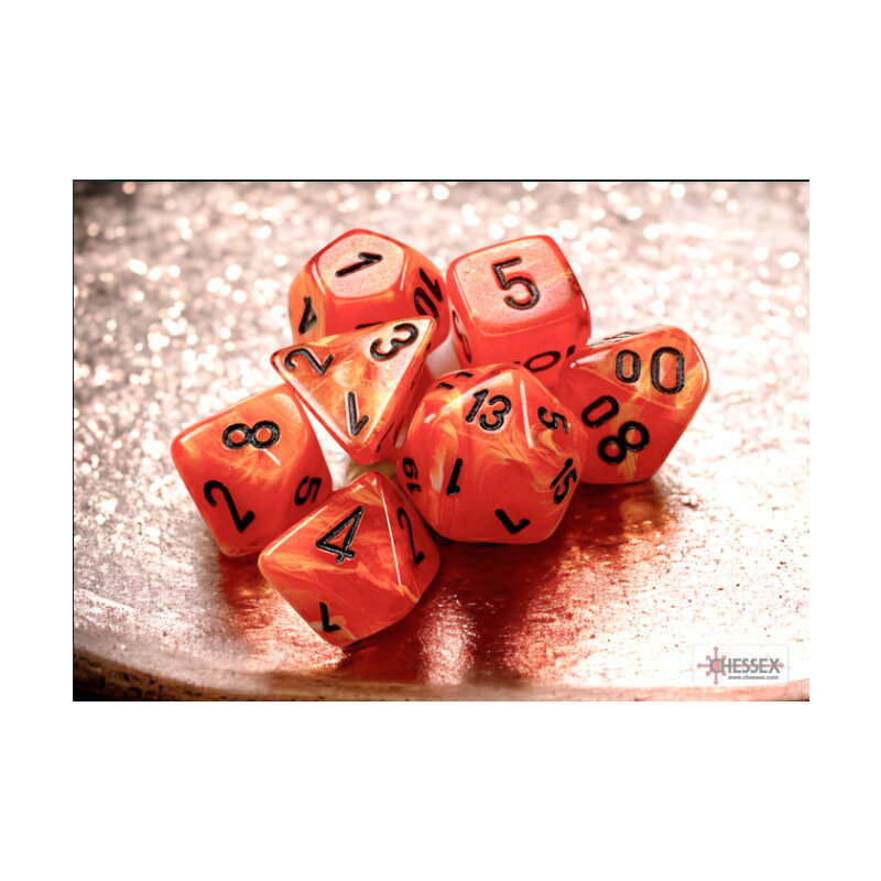 Chessex Mini Chessex RPG Dice (7) Vortex Orange/Black