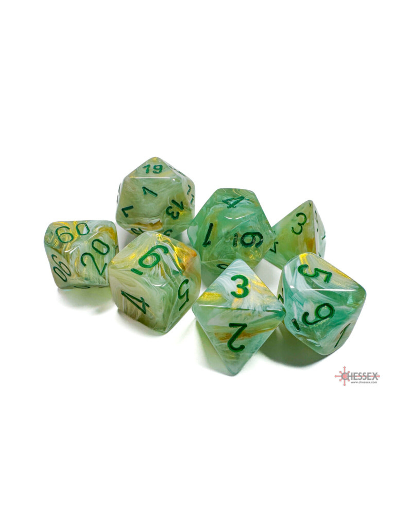 Chessex Polyhedral Dice Set: Marble Green (7)