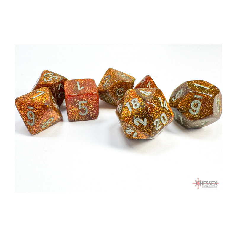 Chessex Chessex RPG Dice (7) Glitter Gold/Silver