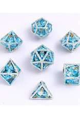 Hymgho Premium Dice Hymgho Metal Polyhedral Dice (7) Glow in the Dark Blue