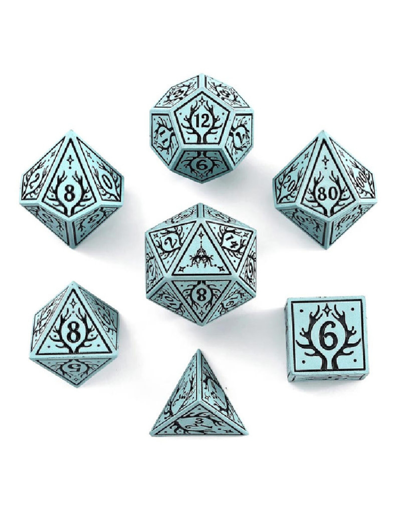 Hymgho Premium Dice Hymgho Metal RPG Dice (7) Druid Cyan