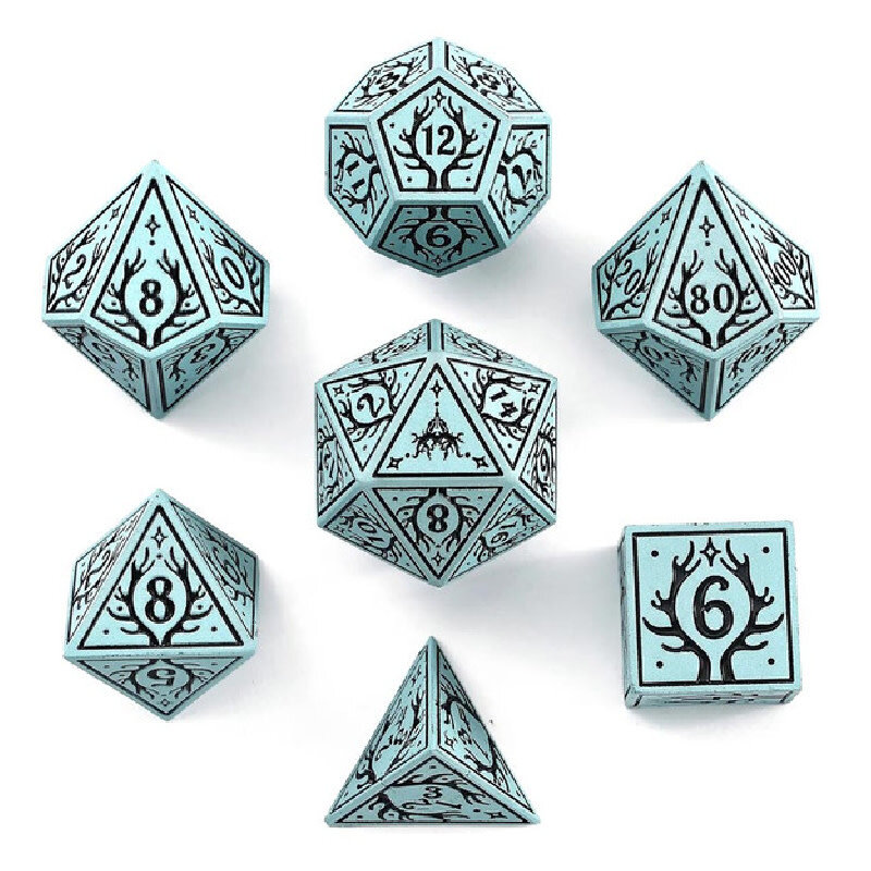 Hymgho Premium Dice Hymgho Metal RPG Dice (7) Druid Cyan