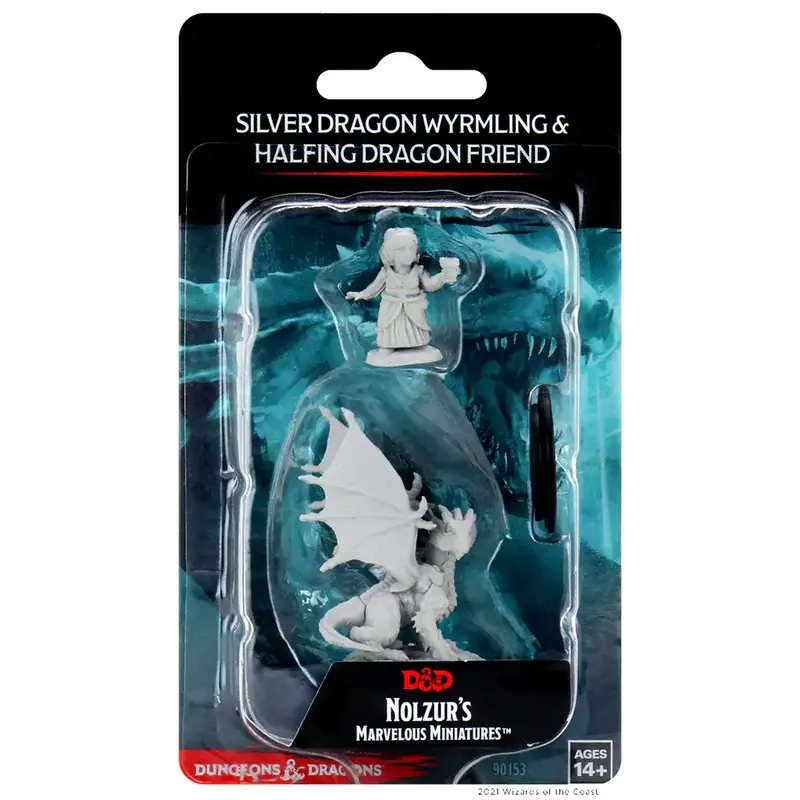 Wizkids D&D Unpainted Minis: Silver Dragon Wyrmling