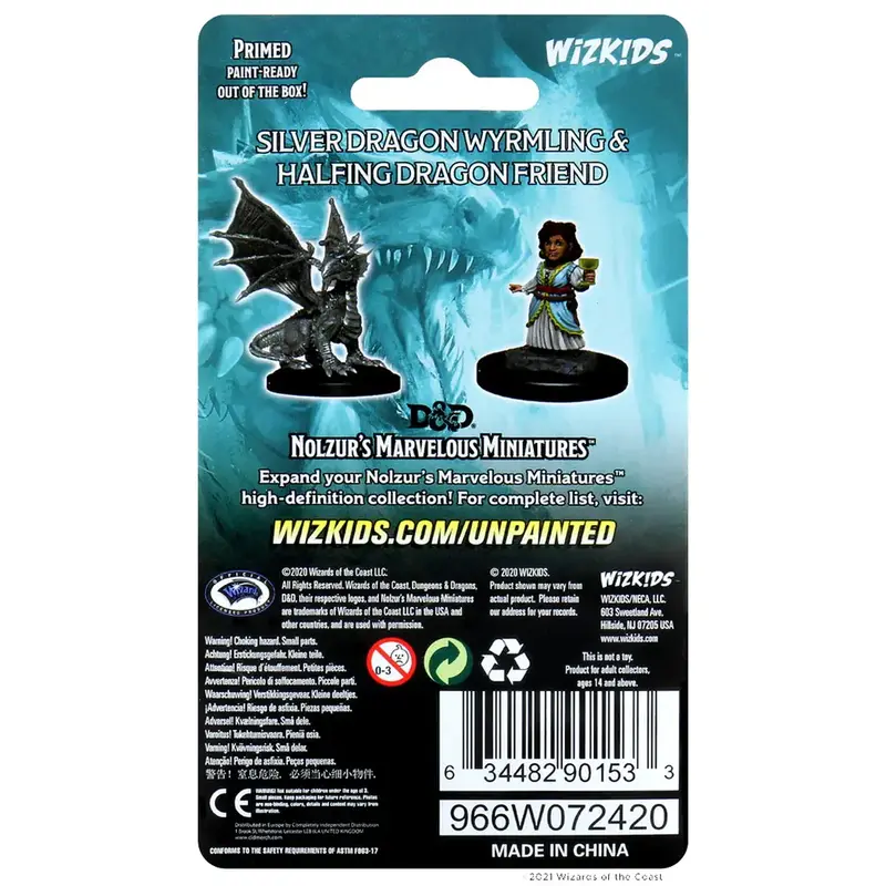 Wizkids D&D Unpainted Minis: Silver Dragon Wyrmling