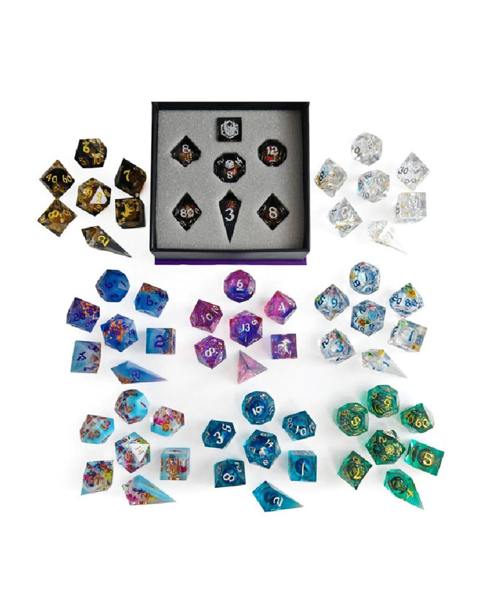Hymgho Premium Dice 7-Set Mystery Sharp Edge Resin