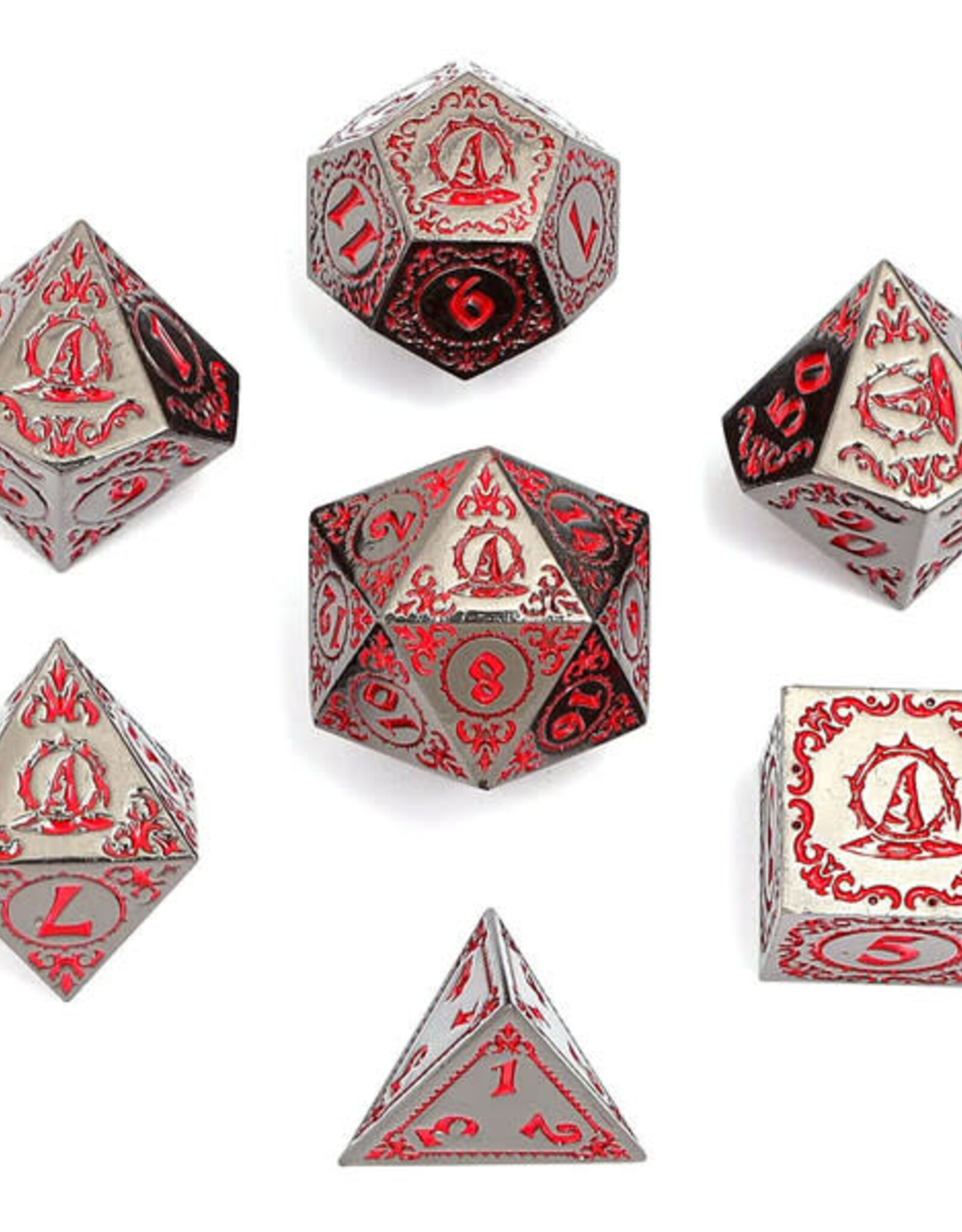 Hymgho Premium Dice Hymgho Metal RPG Dice (7) Gunmetal with Blood