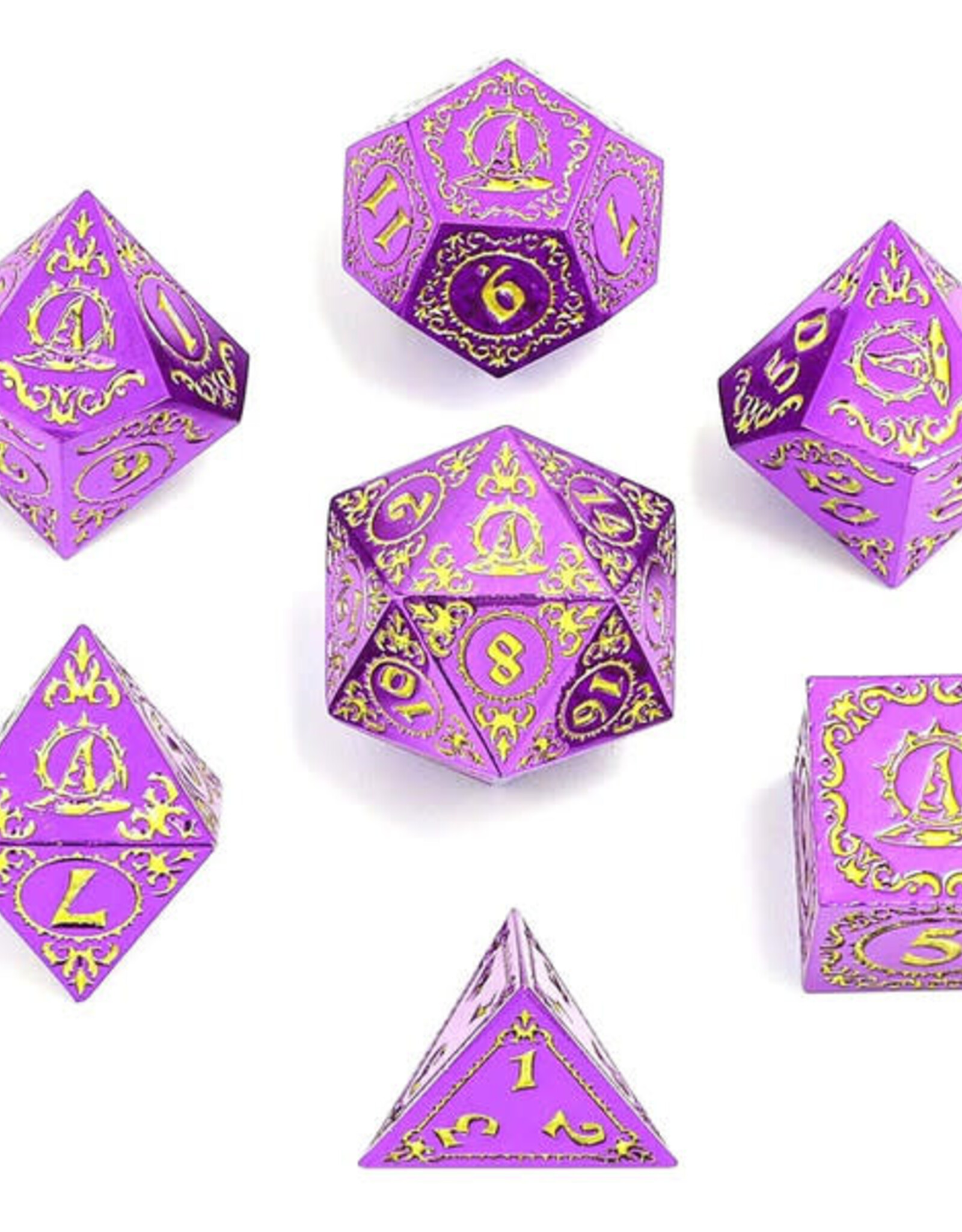Hymgho Premium Dice Hymgho Metal RPG Dice (7) Purple with Gold