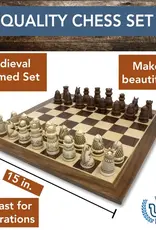 Chess Set: Medieval Polystone Pieces with 15 Inch Board