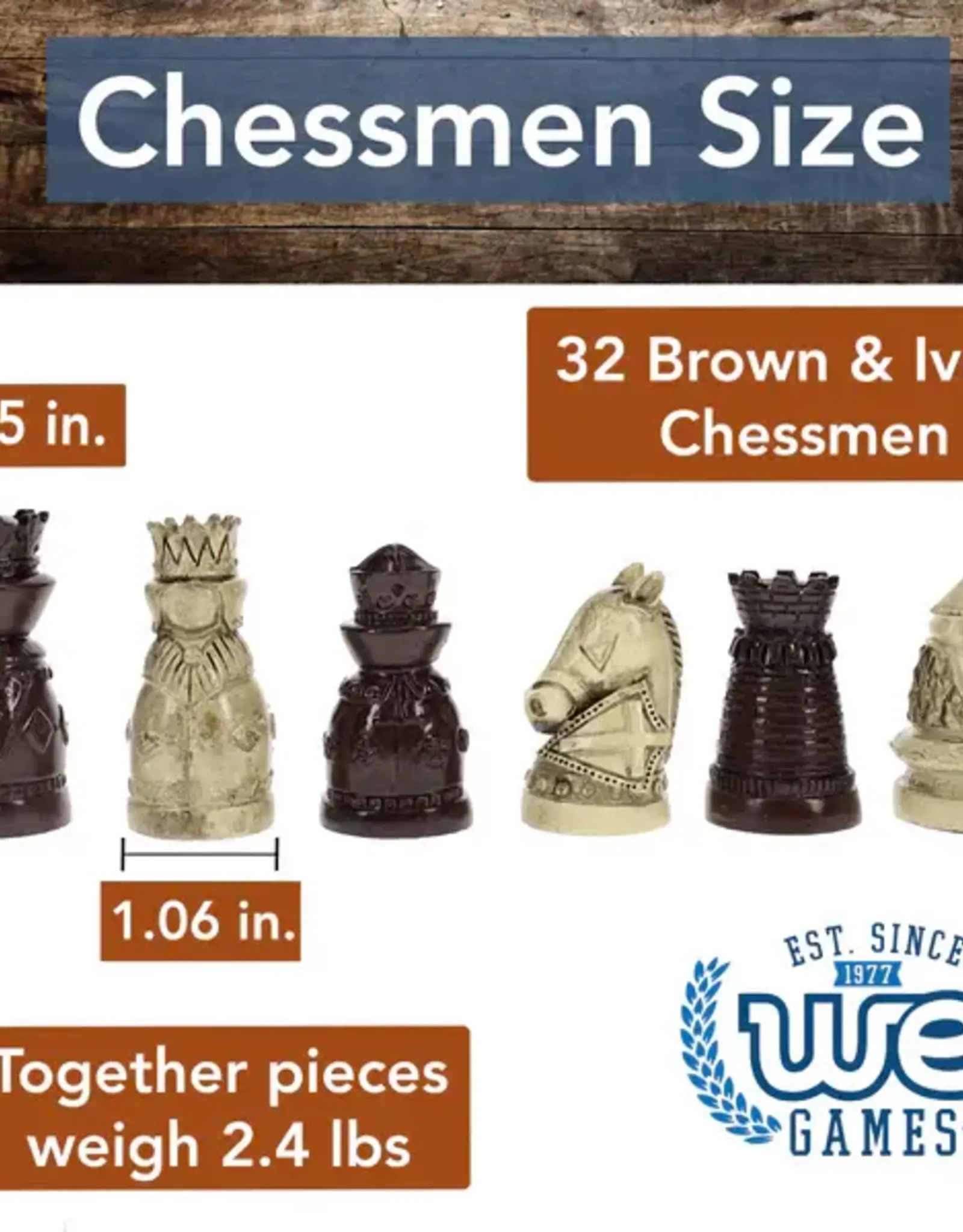 Chess Set: Medieval Polystone Pieces with 15 Inch Board