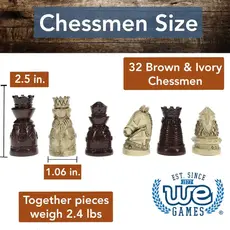 Chess Set: Medieval Polystone Pieces with 15 Inch Board