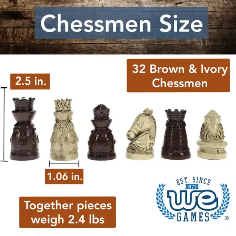 Chess Set: Medieval Polystone Pieces with 15 Inch Board