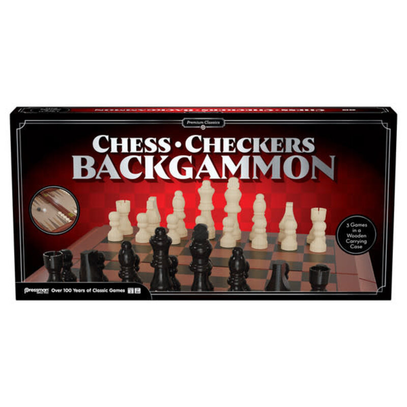 Pressman 3-in-1 Chess Checkers Backgammon Pressman