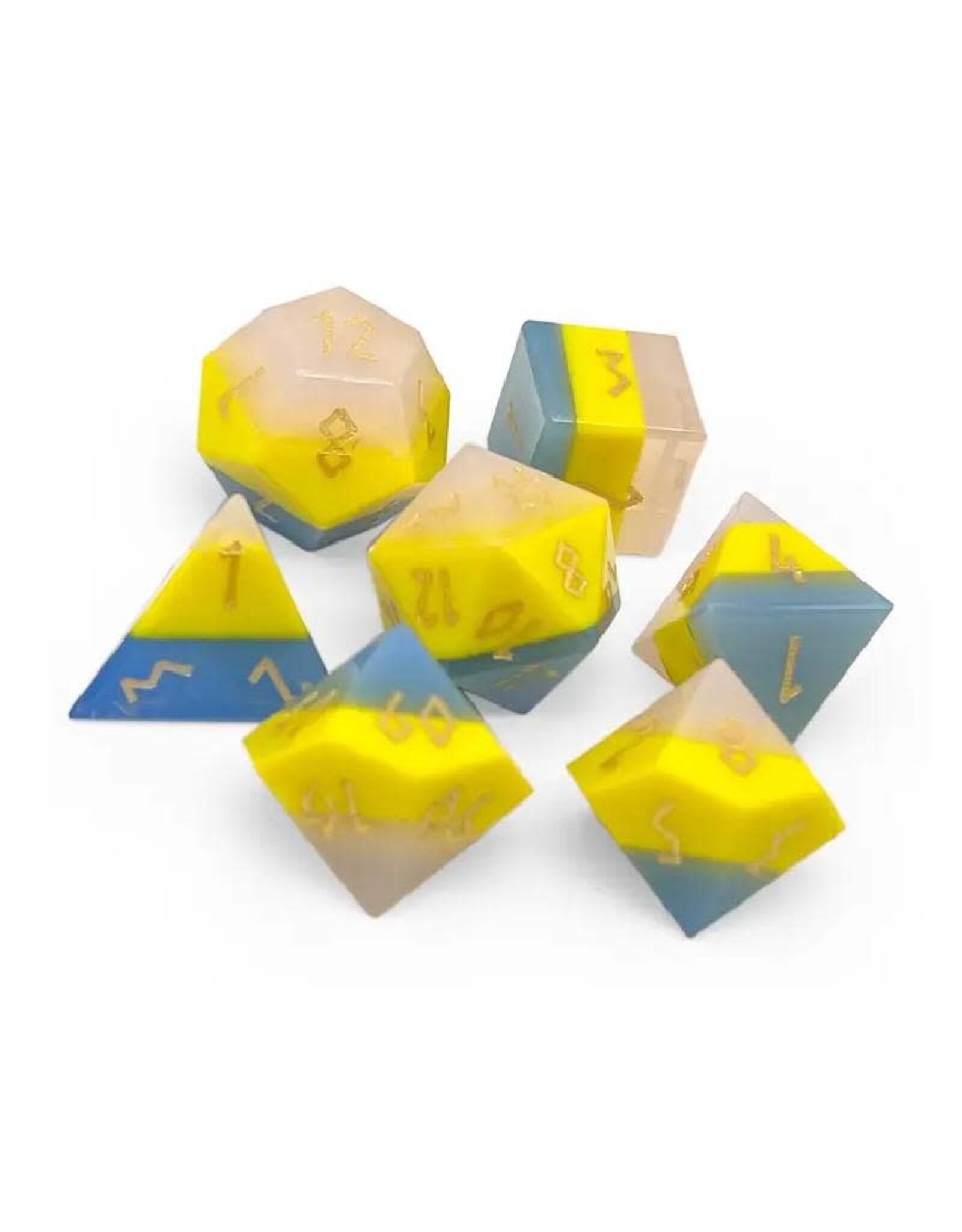 Norse Foundry Zircon Pride Dice Pansexual - 7 Piece Rpg Set Zircon Glass Dice